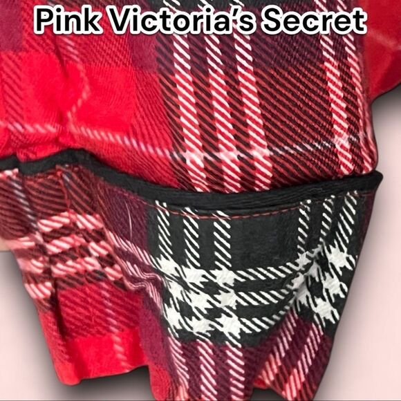 PINK Victoria’s Secret red button up flannel, PJ shirt, super soft, long sleeve - Picture 5 of 6